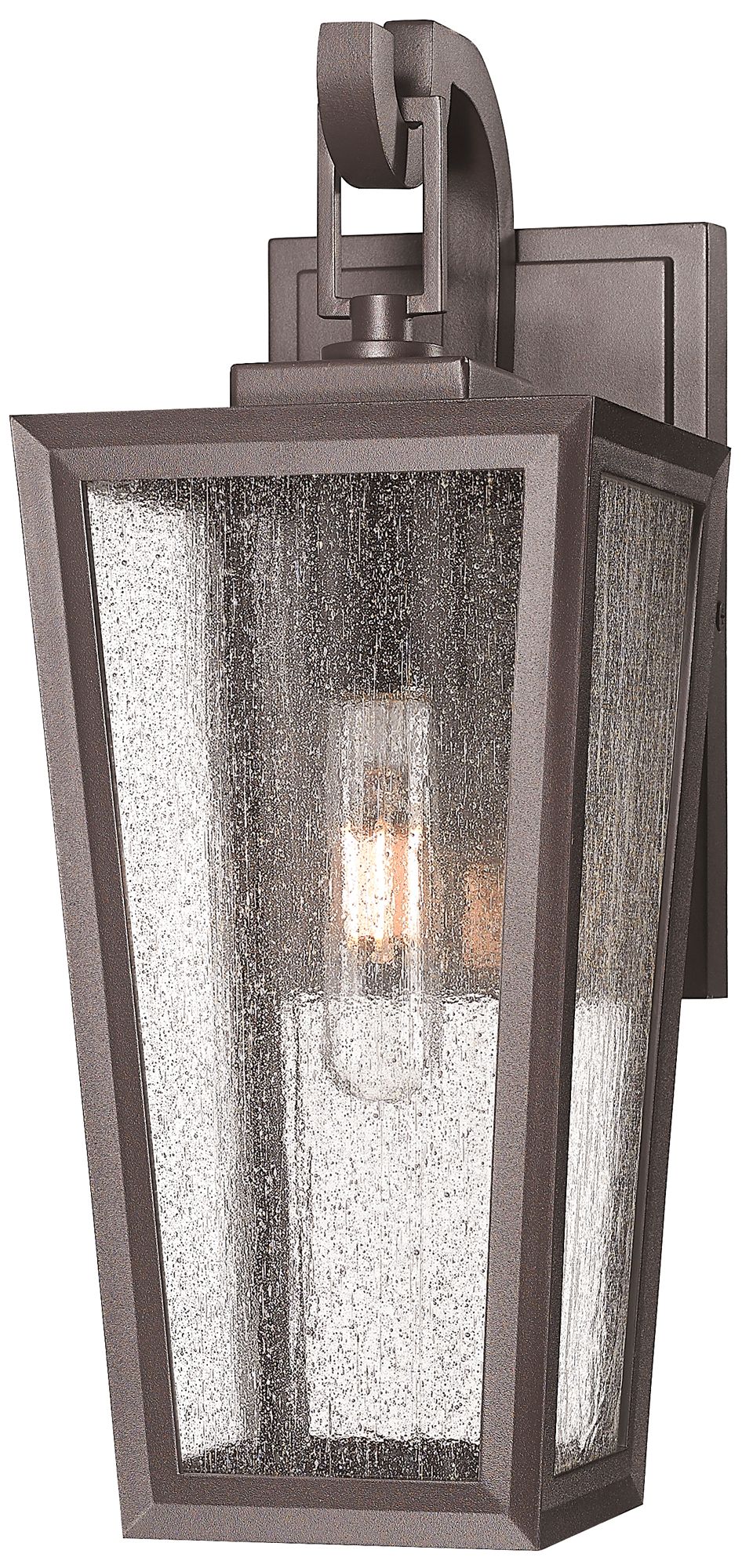 Madison 7" Bronze Coastal Outdoor Sconce With Seeded Glass
