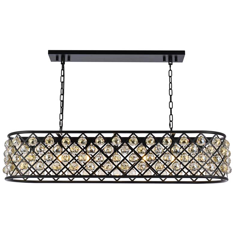 Image 2 Madison 7 Lt Matte Black Chandelier Golden Teak