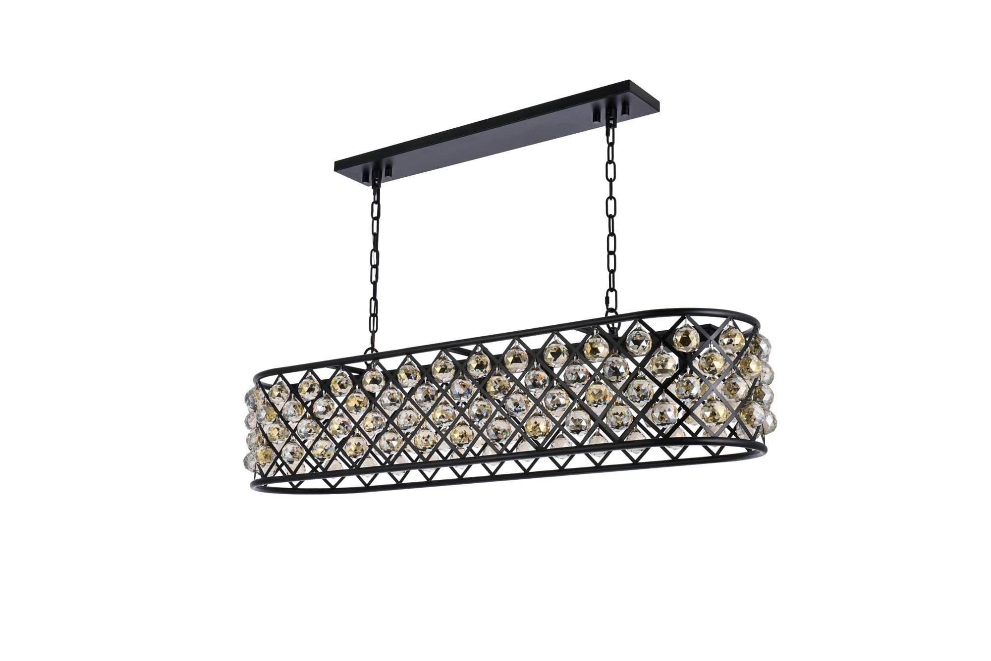 Madison 7 Lt Matte Black Chandelier Golden Teak