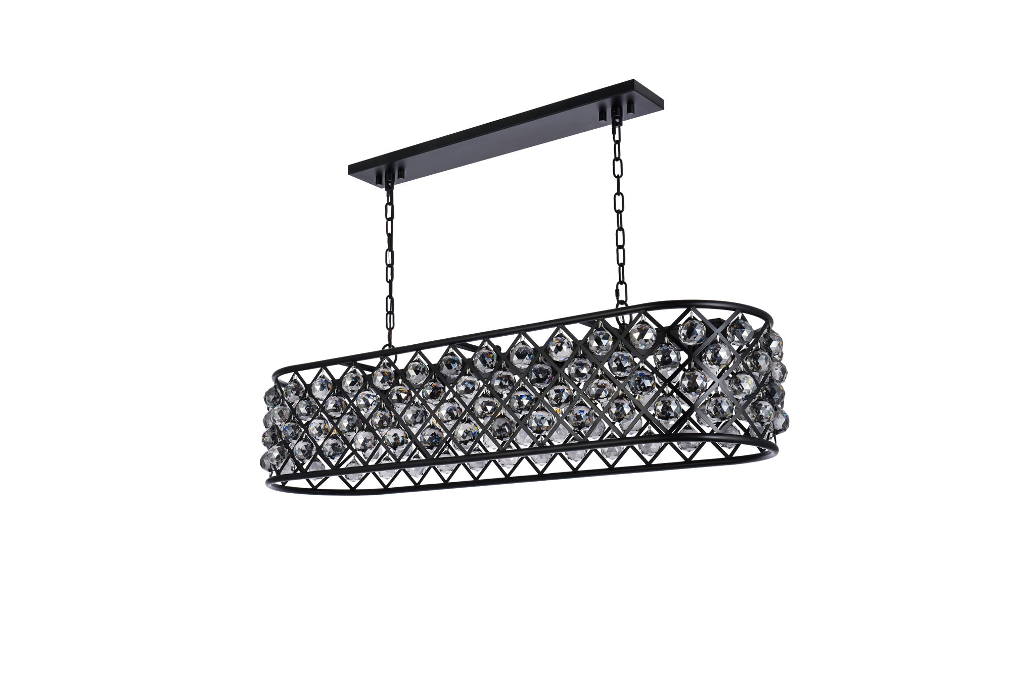 Madison 7 Lt Matte Black Chandelier Silver Shade (Grey)