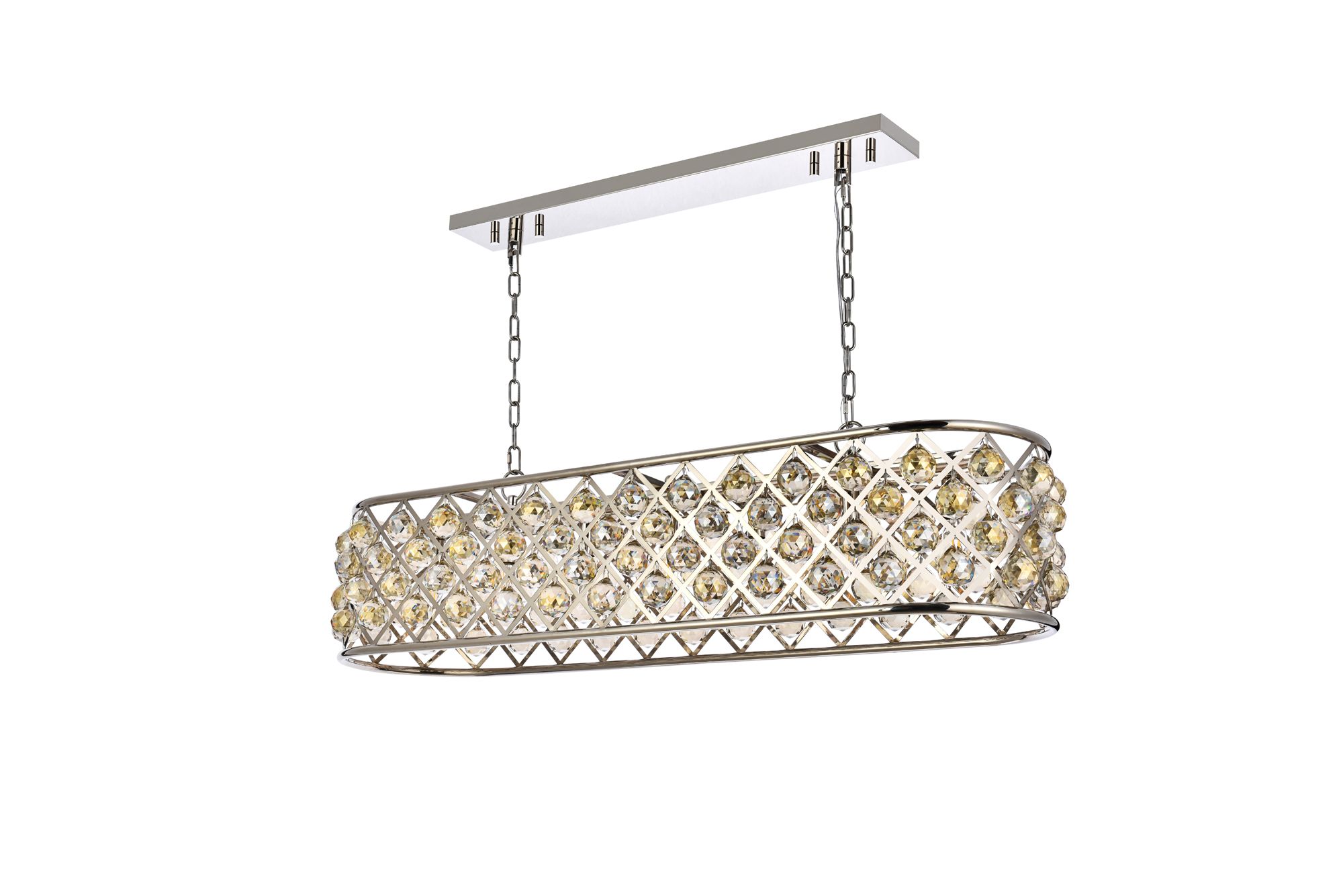 Madison 7 Lt Polished Nickel Chandelier Golden Teak