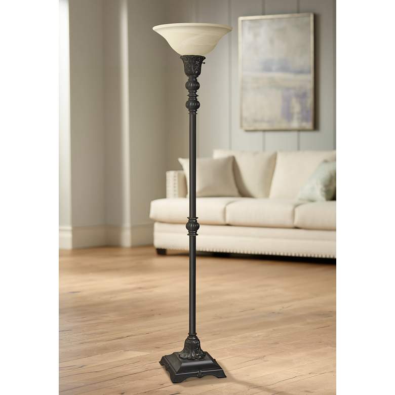 Image 1 Madison 73" High Bronze Finish Traditional Torchiere Floor Lamp