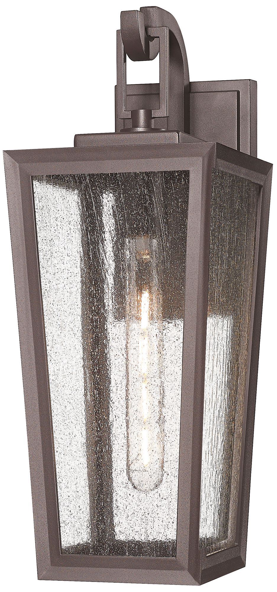Madison 8" Bronze Coastal Outdoor Sconce With Seeded Glass