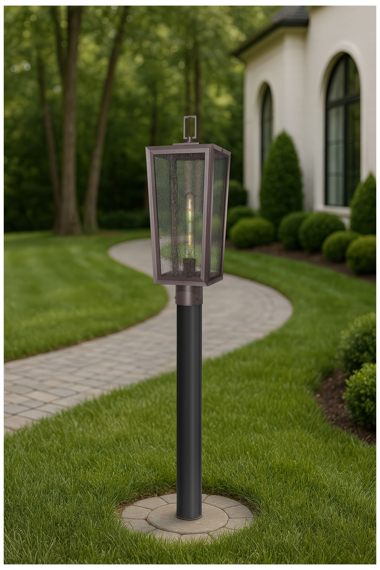 Image 3 Madison 8" Bronze Outdoor Lantern Post Light With Seeded Glass more views
