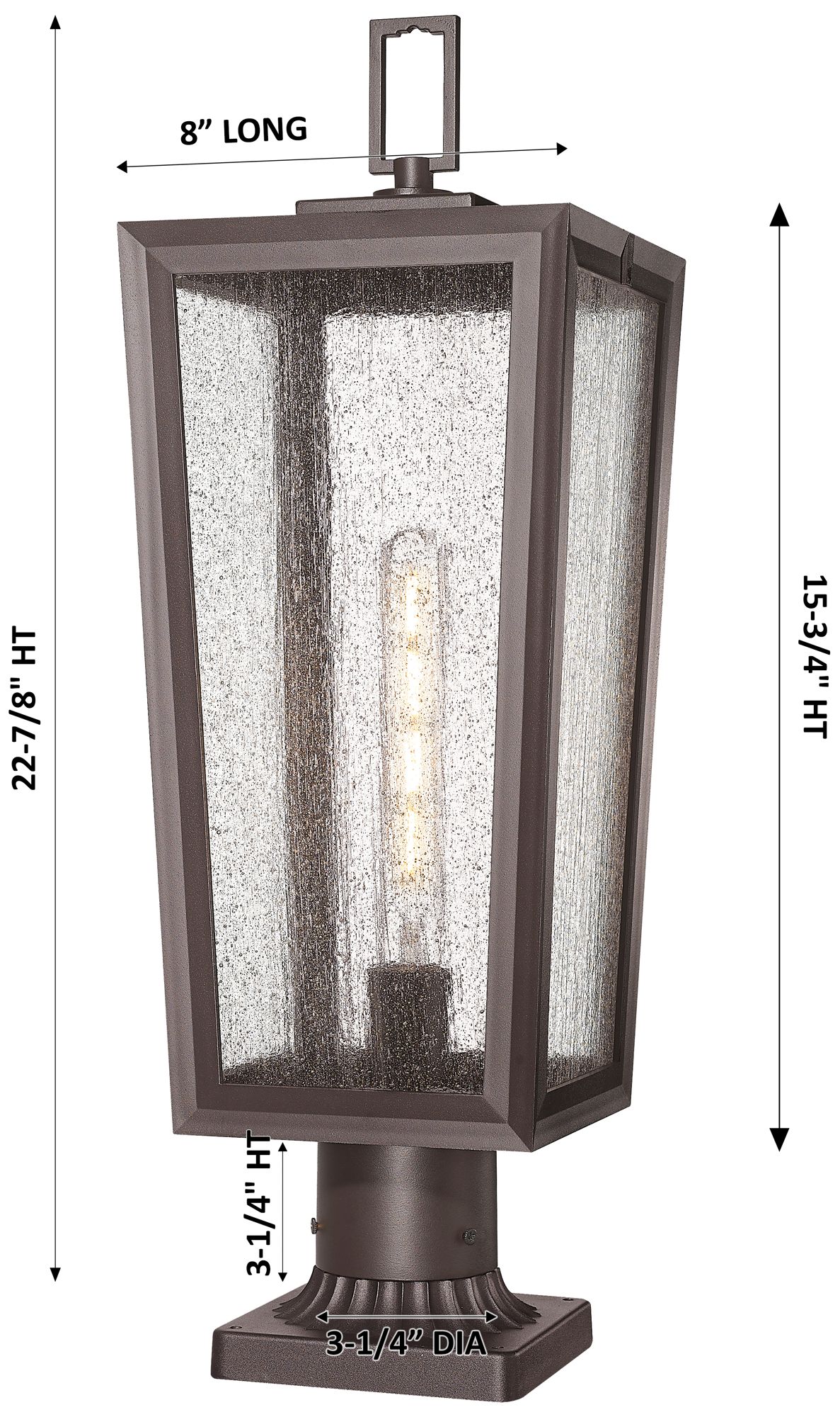 Image 5 Madison 8" Bronze Outdoor Lantern Post Light With Seeded Glass more views