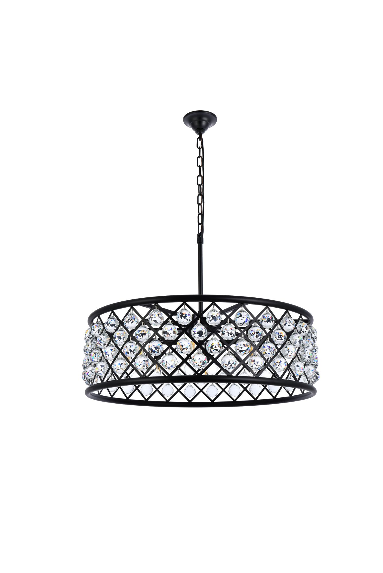 Madison 8 Lt Matte Black Chandelier Clear