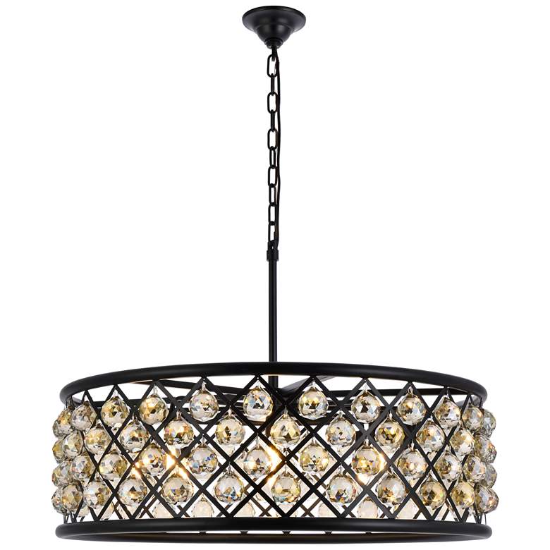 Image 1 Madison 8 Lt Matte Black Chandelier Golden Teak