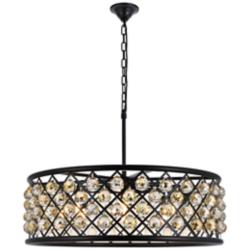 Madison 8 Lt Matte Black Chandelier Golden Teak