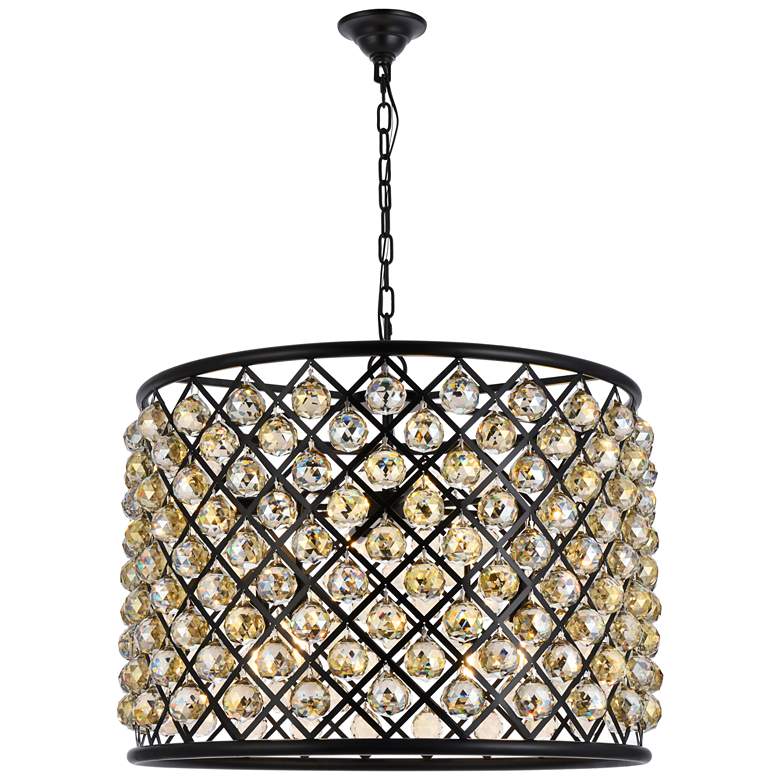 Image 2 Madison 8 Lt Matte Black Chandelier Golden Teak