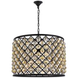 Madison 8 Lt Matte Black Chandelier Golden Teak