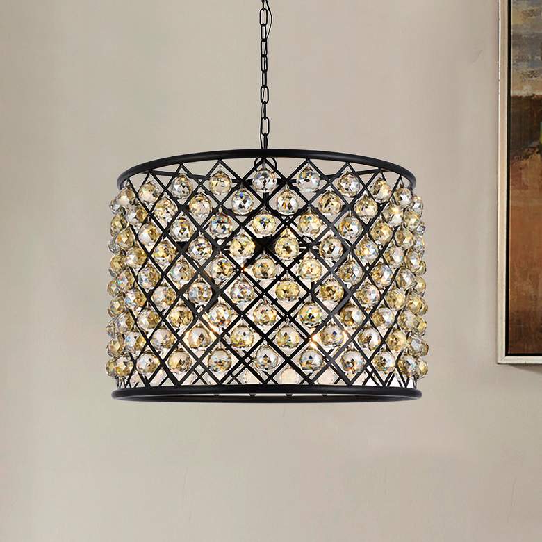 Image 1 Madison 8 Lt Matte Black Chandelier Golden Teak