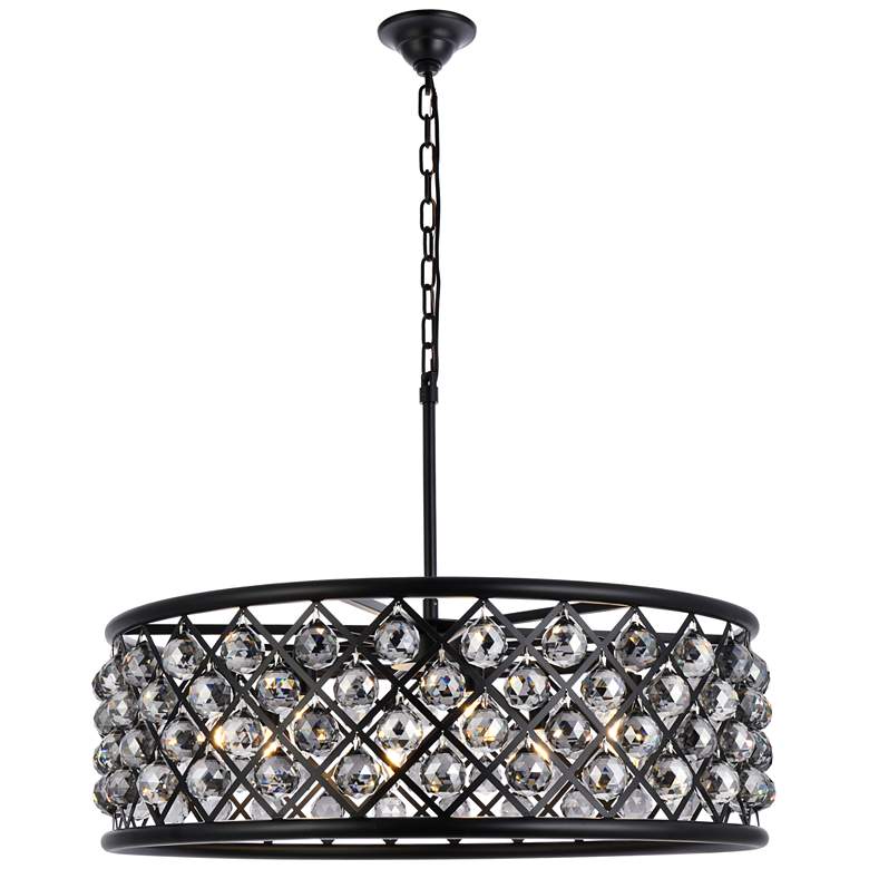 Image 2 Madison 8 Lt Matte Black Chandelier Silver Shade (Grey)