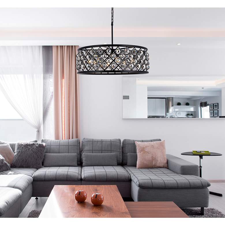 Image 3 Madison 8 Lt Matte Black Chandelier Silver Shade (Grey) more views