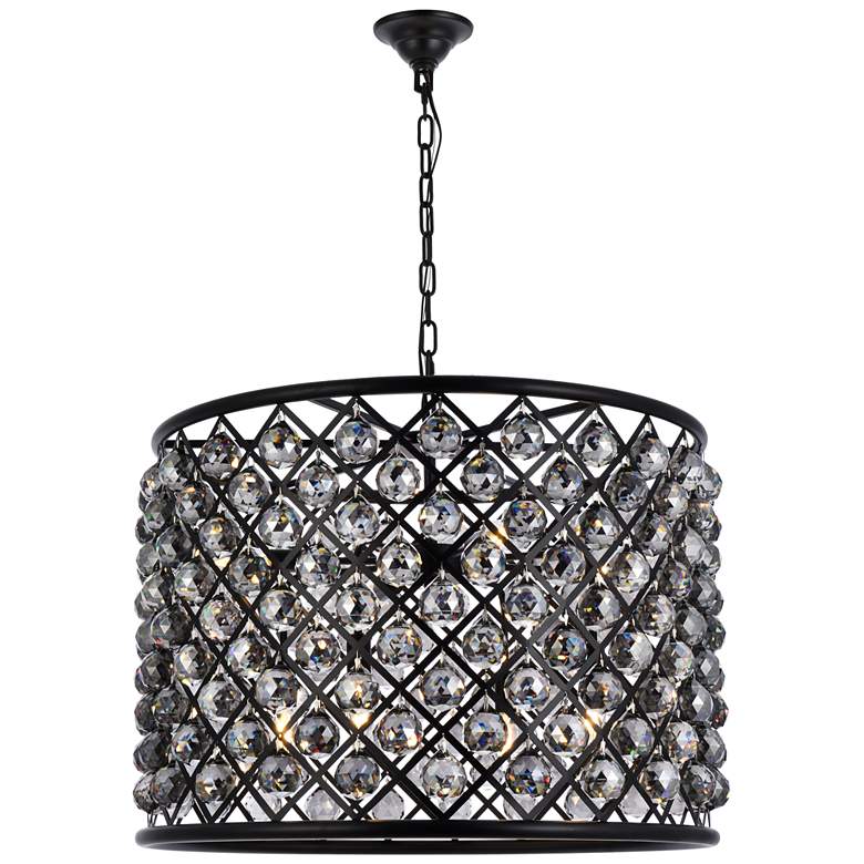 Image 1 Madison 8 Lt Matte Black Chandelier Silver Shade (Grey)