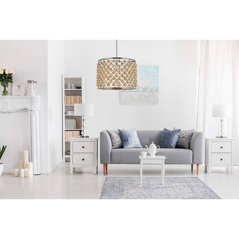 Image 2 Madison 8 Lt Polished Nickel Chandelier Golden Teak more views