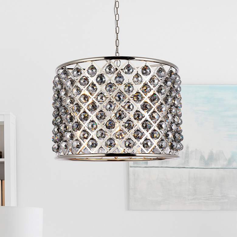 Image 1 Madison 8 Lt Polished Nickel Chandelier Silver Shade (Grey)