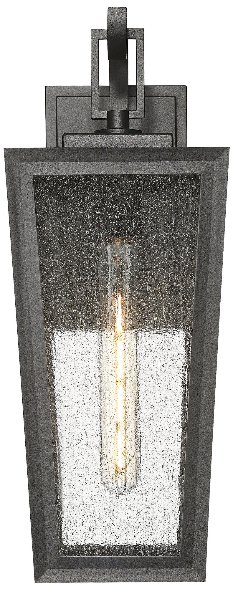 Image 2 Madison 8" Matte Black Coastal Outdoor Sconce With Seeded Glass more views