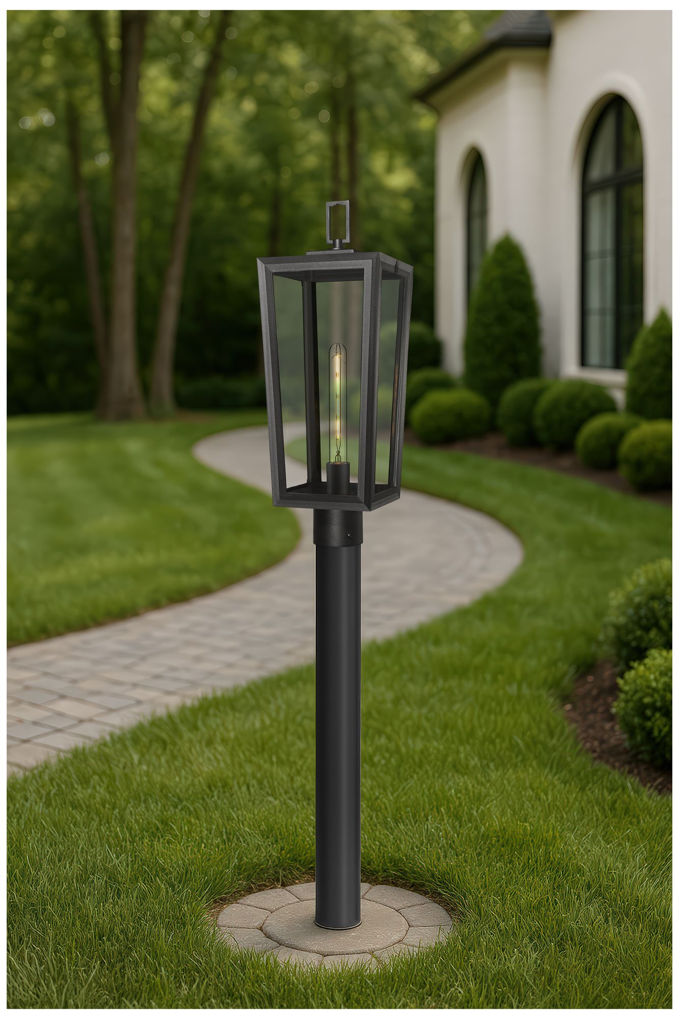 Image 3 Madison 8" Matte Black Outdoor Lantern Post Light With Clear Glass more views