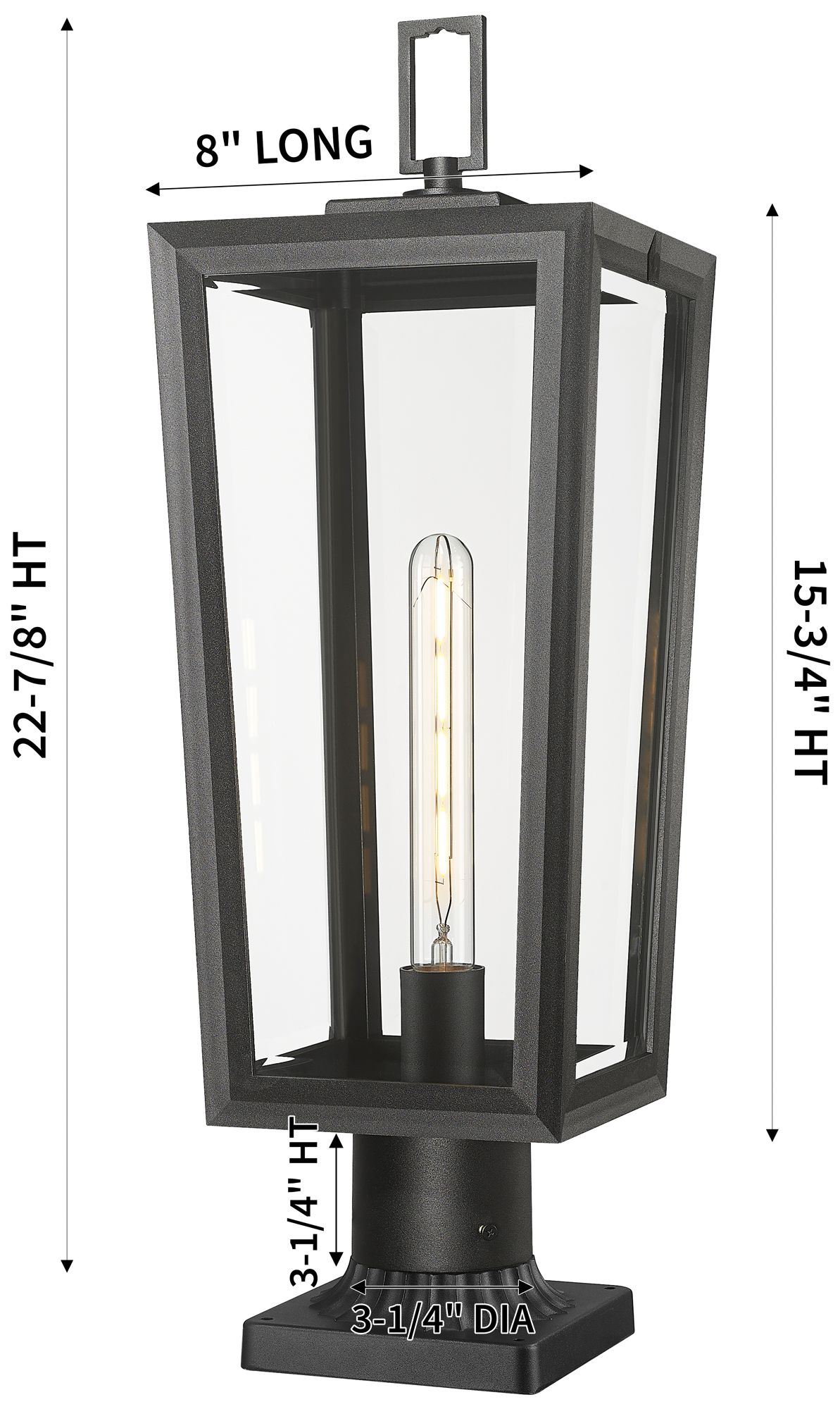 Image 5 Madison 8" Matte Black Outdoor Lantern Post Light With Clear Glass more views