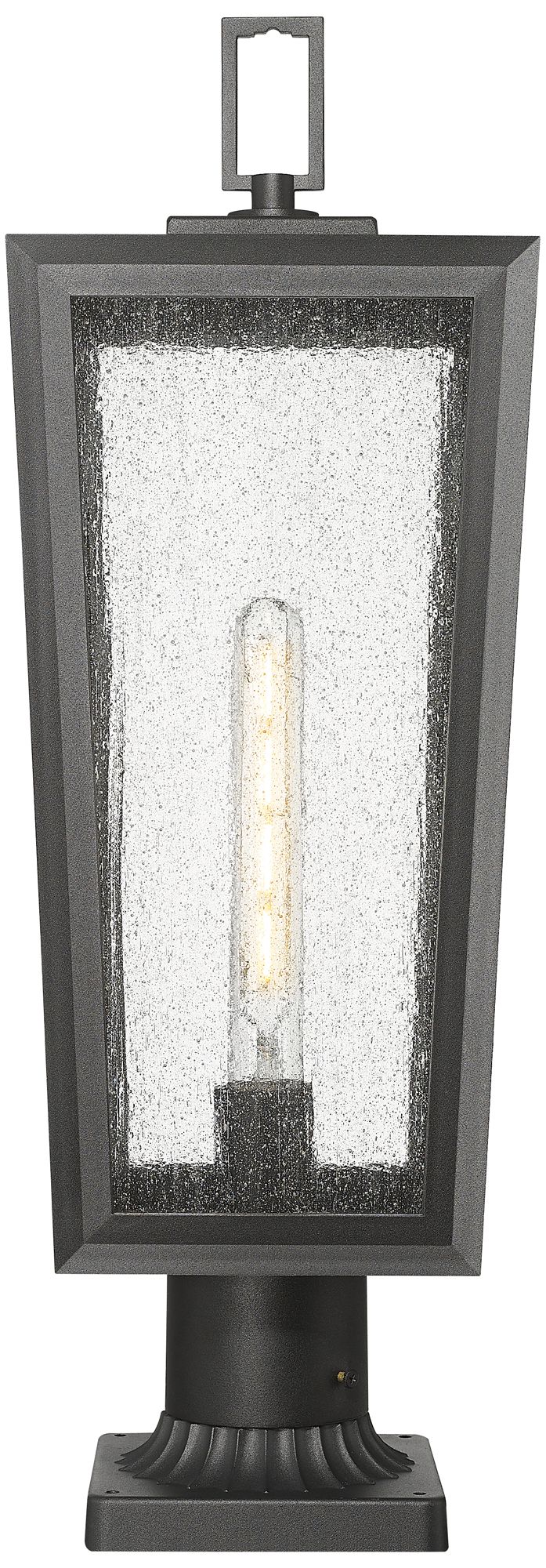 Image 2 Madison 8" Matte Black Outdoor Lantern Post Light With Seeded Glass more views