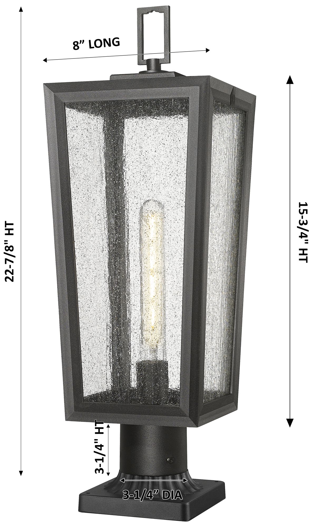 Image 5 Madison 8" Matte Black Outdoor Lantern Post Light With Seeded Glass more views