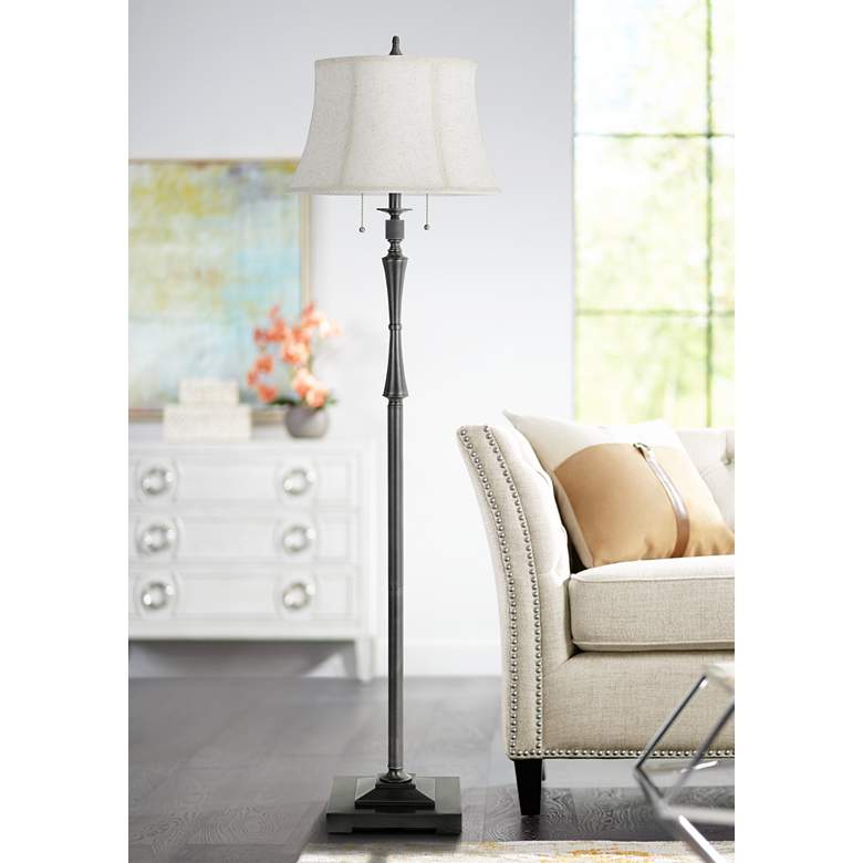 Image 1 Madison Antiqued Silver Two-Light Floor Lamp