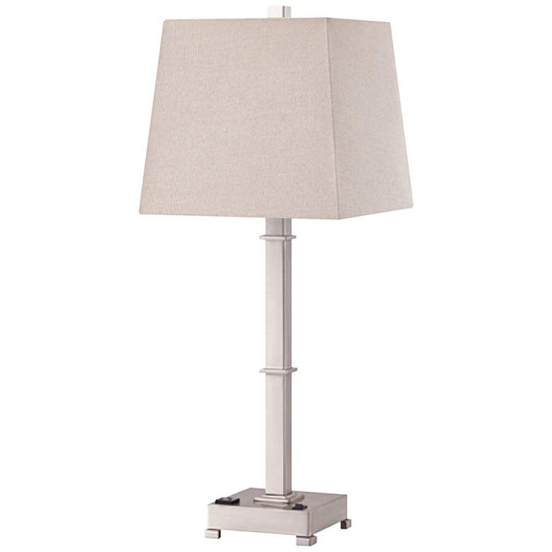Image 1 Madison Brushed Nickel Table Lamp with Base Utility Plug