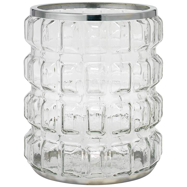 Image 1 Madison Clear Glass and Shiny Nickel Hurricane Candle Holder