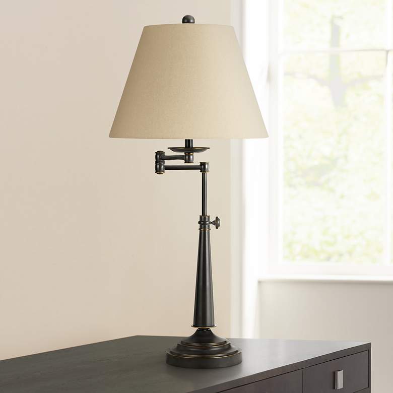 Image 1 Madison Dark Bronze Adjustable Swing Arm Desk Lamp