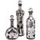 Madison Etched Mercury Glass Lidded 3-Piece Bottles Set
