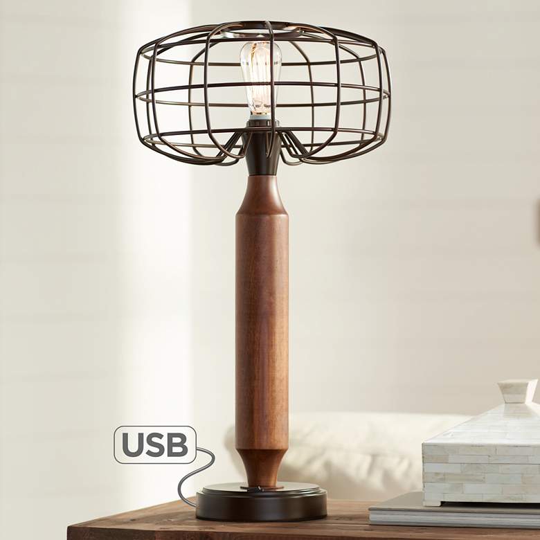 Image 1 Madison Oil-Rubbed Bronze LED Table Lamp with USB Port