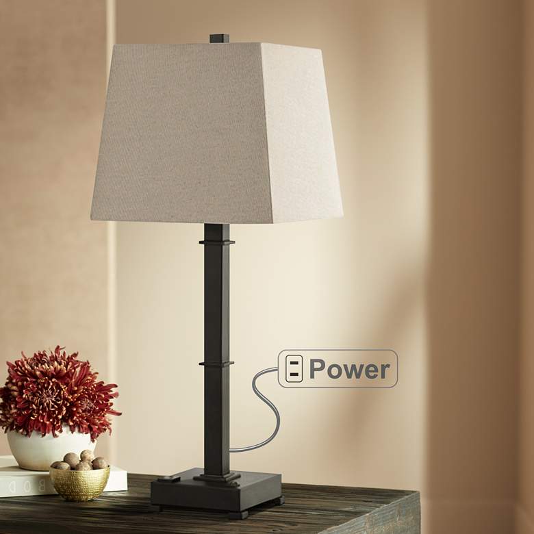 Image 1 Madison Oil-Rubbed Bronze Table Lamp with Base Utility Plug