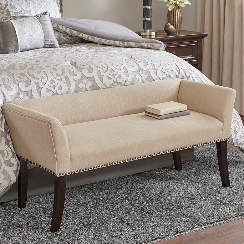 Image 1 Madison Park Antonio 49 1/2 inch Wide Cream Fabric Accent Bench