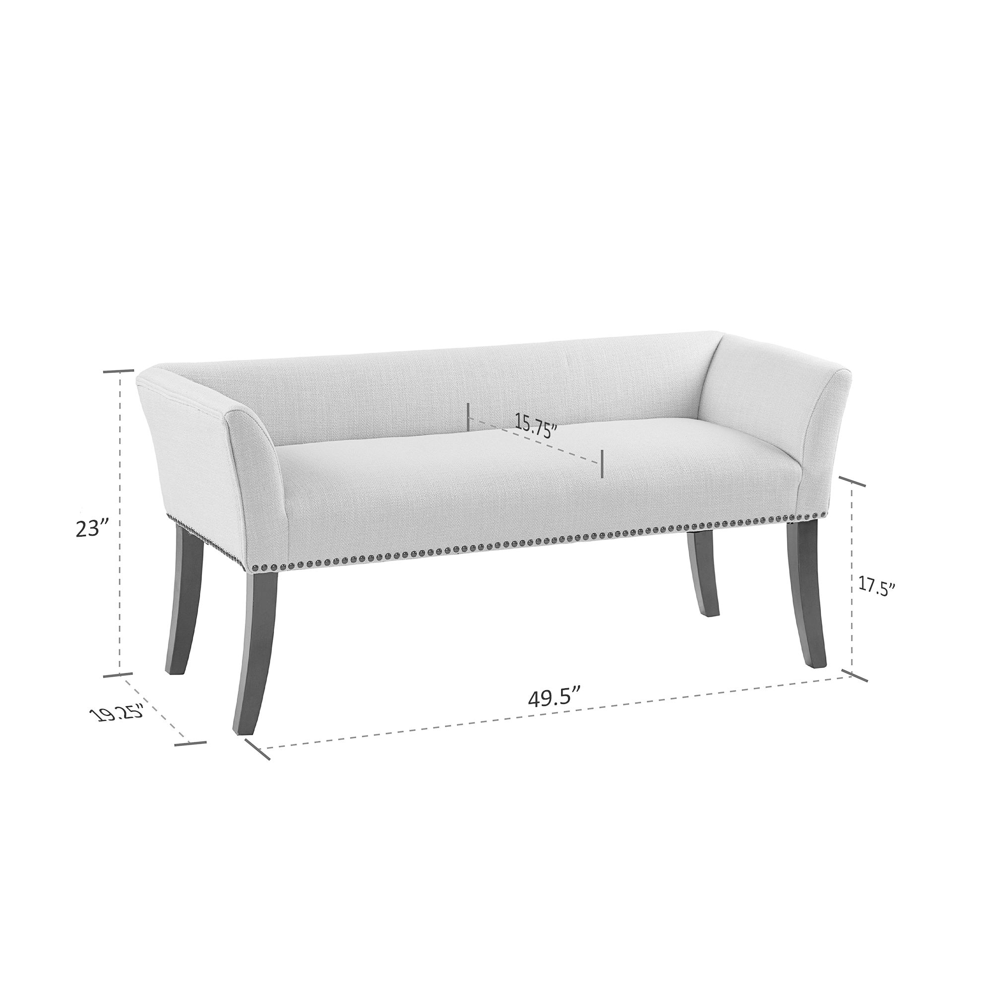 Madison Park Antonio 49 1/2" Wide Gray Classic Banquette Accent Bench