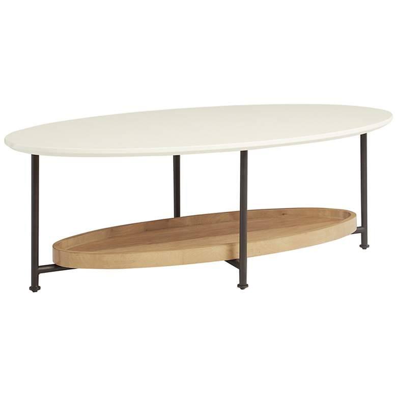 Image 2 Madison Park Beauchamp White 48" Wide Oval Wood Modern Coffee Table