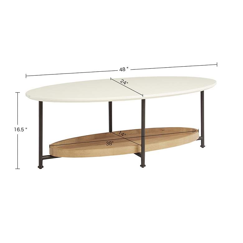 Image 5 Madison Park Beauchamp White 48 inch Wide Oval Wood Modern Coffee Table more views