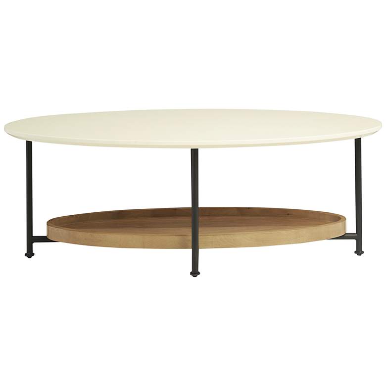 Image 6 Madison Park Beauchamp White 48" Wide Oval Wood Modern Coffee Table more views