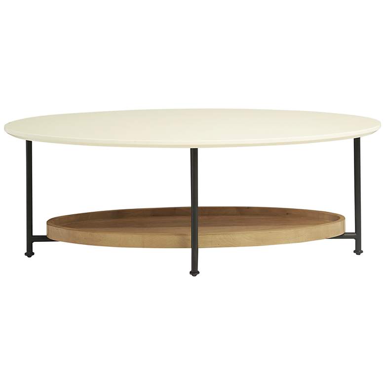 Image 7 Madison Park Beauchamp White 48" Wide Oval Wood Modern Coffee Table more views