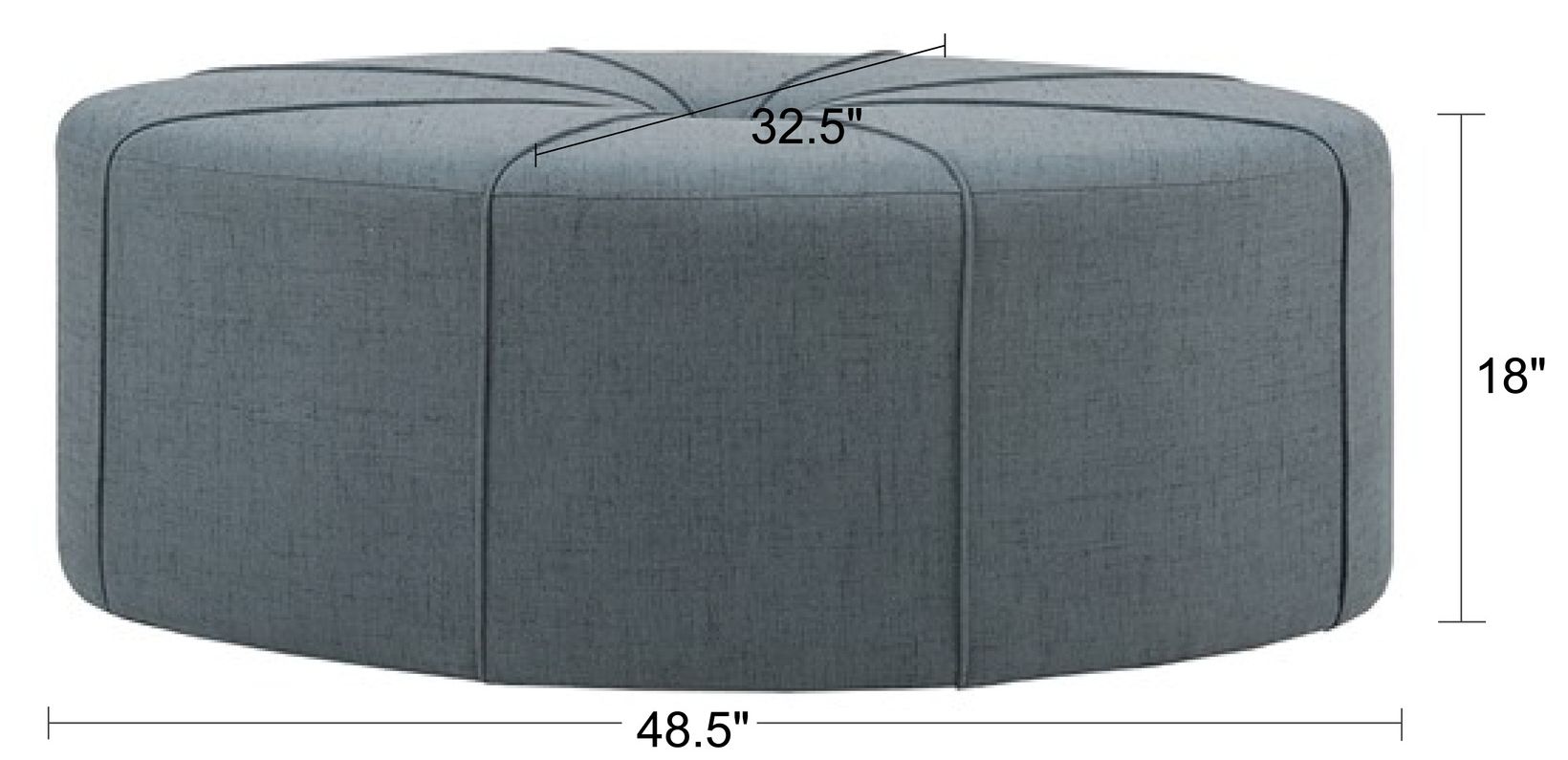 Madison Park Blue Aberdeen Oval Ottoman