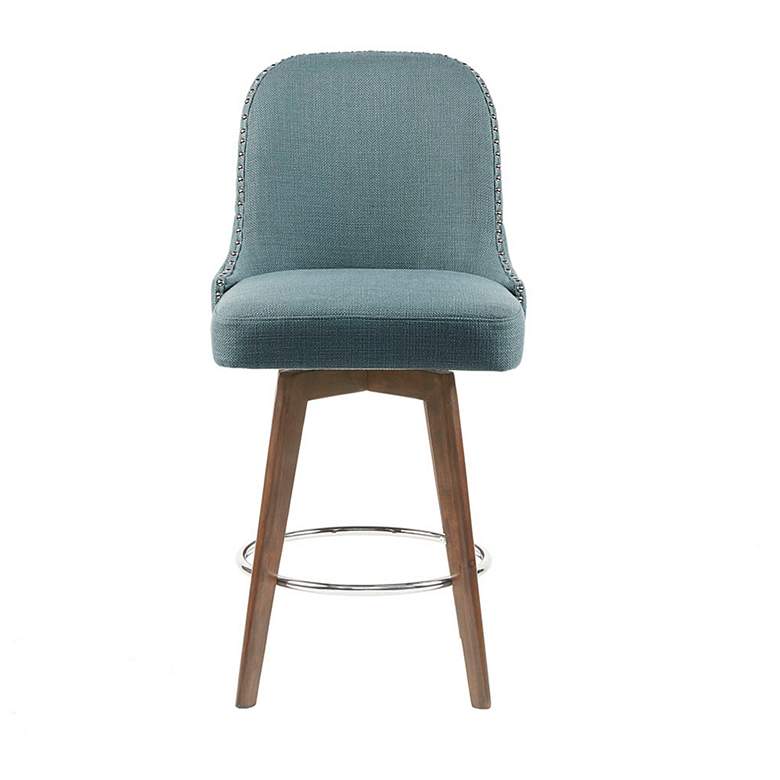 Image 1 Madison Park Blue Heyes Counter Stool with Swivel Seat