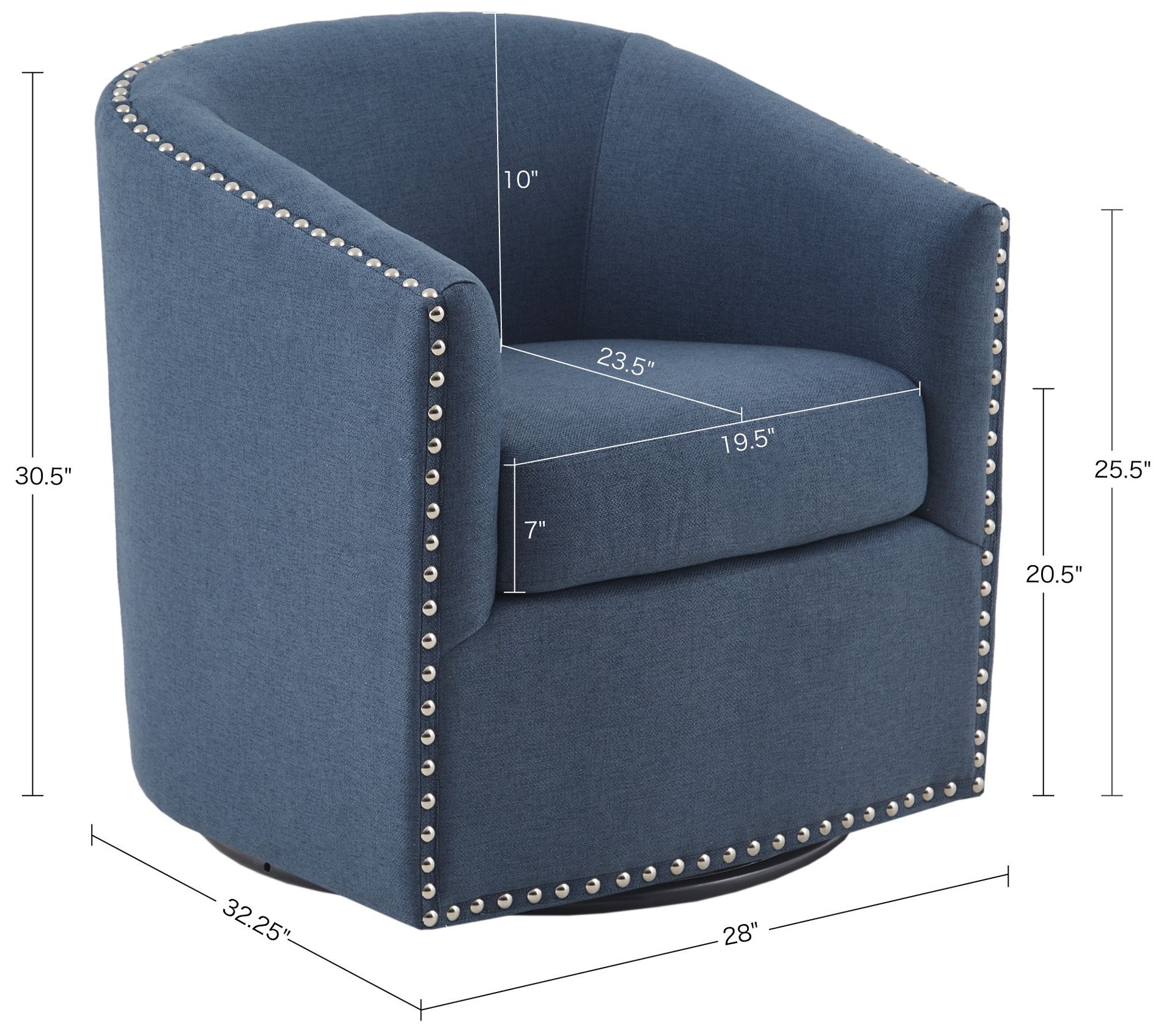 Madison Park Blue Memo Swivel Chair