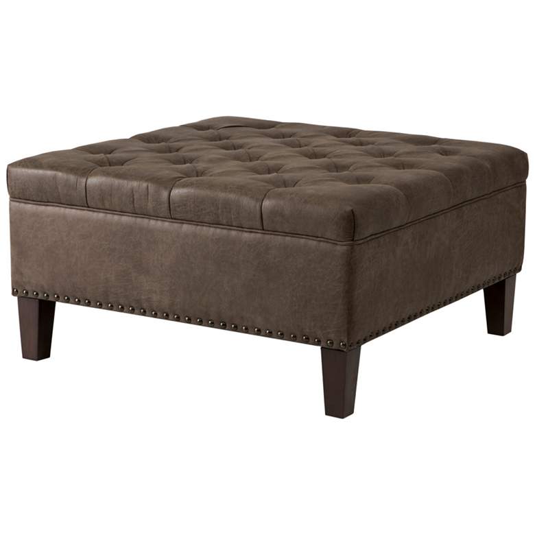 Image 1 Madison Park Brown Alice Tufted Square Cocktail Ottoman