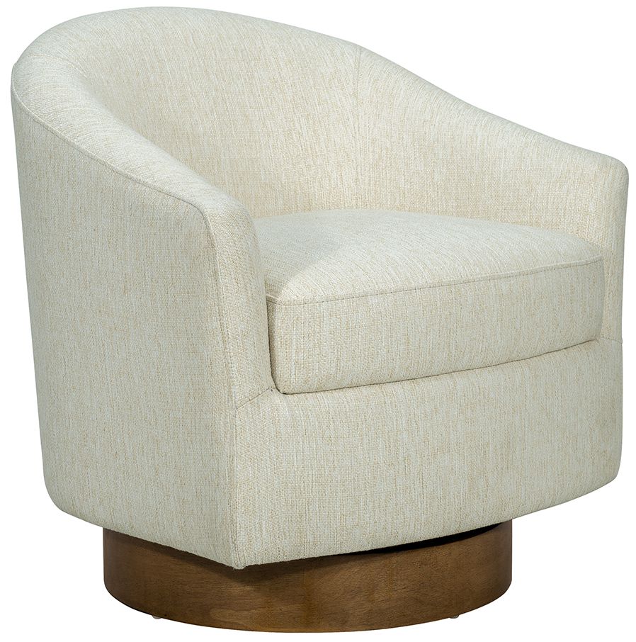 Image 3 Madison Park Cream Ashton Upholstered Swivel Chair with Wood Base more views