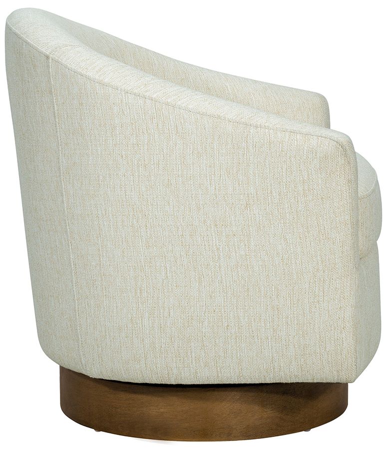 Image 4 Madison Park Cream Ashton Upholstered Swivel Chair with Wood Base more views