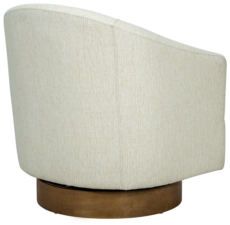 Image 5 Madison Park Cream Ashton Upholstered Swivel Chair with Wood Base more views