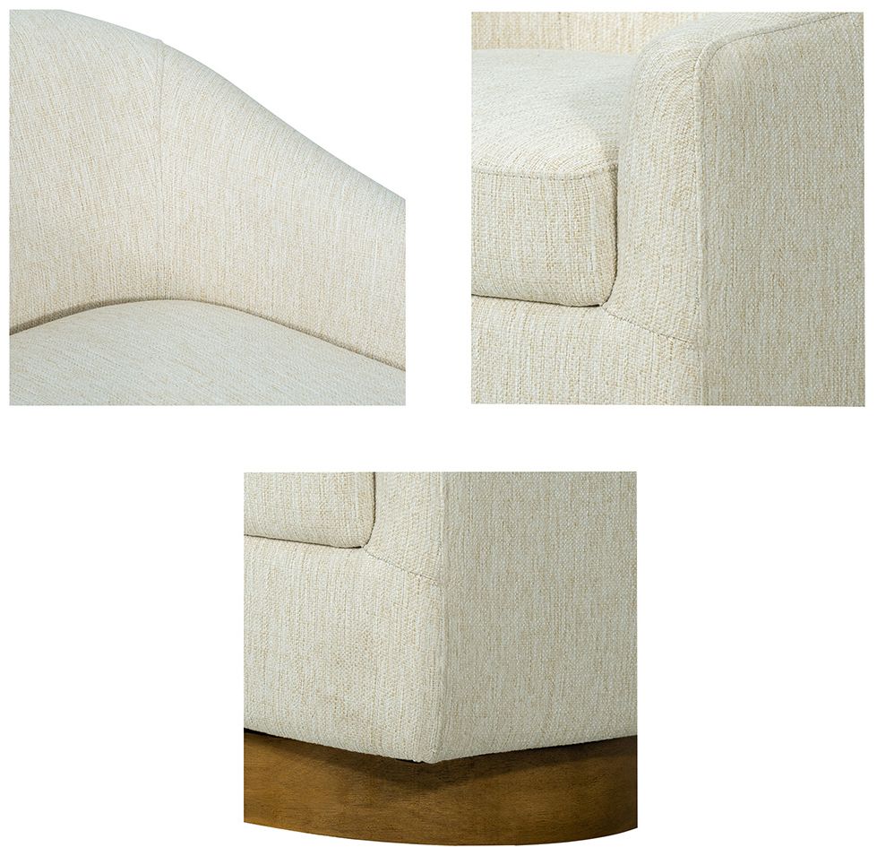 Madison Park Cream Ashton Upholstered Swivel Chair with Wood Base