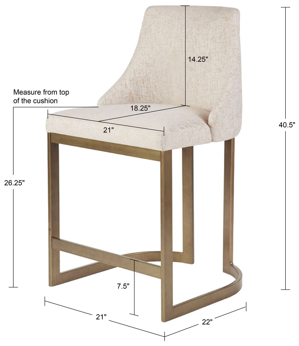 Image 7 Madison Park Cream Robertson 26"H Upholstered Counter Stool with Metal more views