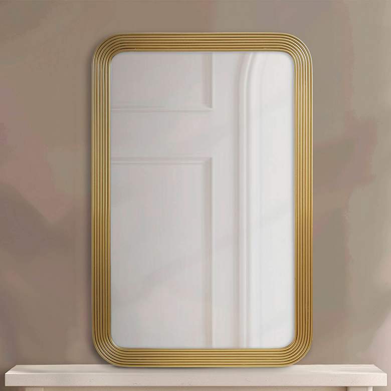 Image 1 Madison Park Gold Aurelia Rounded Rectangle Fluted Wall Mirror