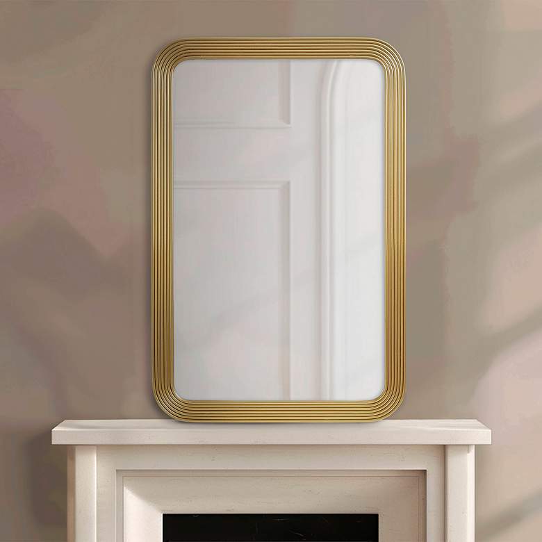 Image 3 Madison Park Gold Aurelia Rounded Rectangle Fluted Wall Mirror more views