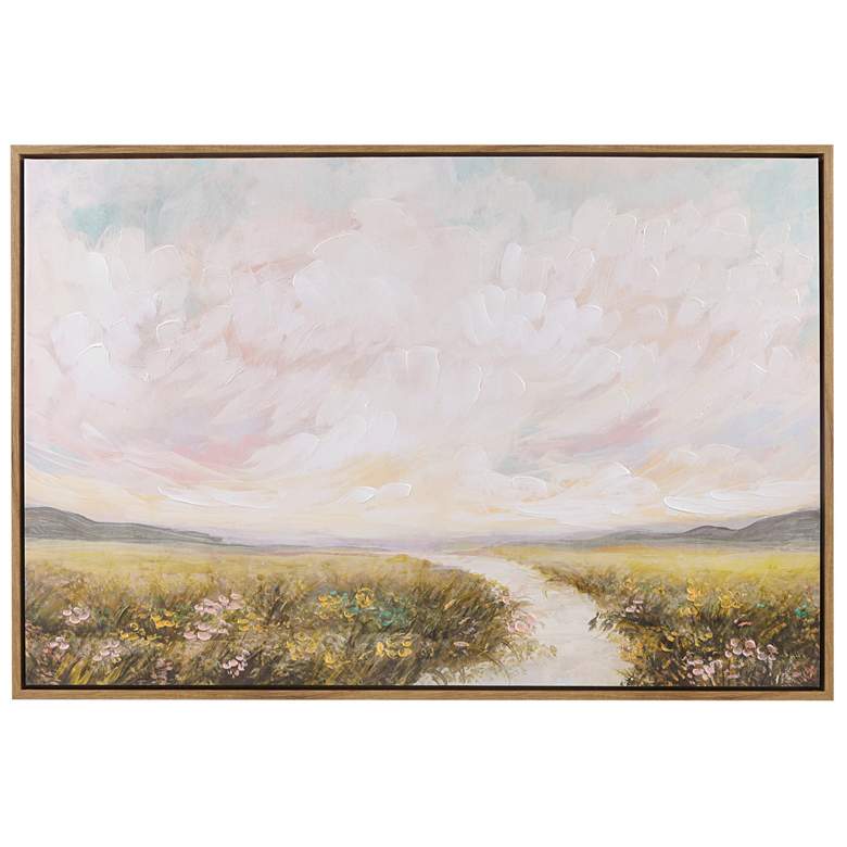 Image 1 Madison Park Green Multi Peaceful River Framed Canvas Landscape Wall Art